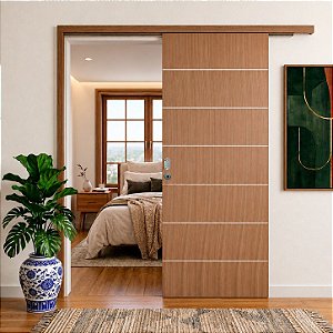 Kit Porta de Correr Elegance Angelim no Trilho Sobrepor