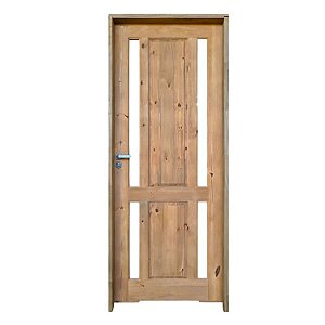 Kit Completo Porta Elite Eco Maciça 82cm + Fechadura Externa Modena + Batente Ecológico Tingido Imbuia