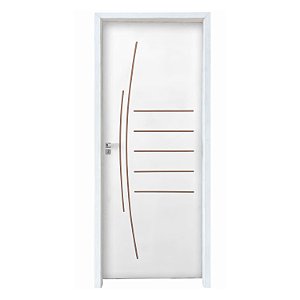 Kit Porta Completa Viena Primer 62cm + Fechadura Banheiro Modena + Batente Ecológico Primer