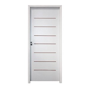 Kit Porta Completa Cristal Primer 92cm + Fechadura Modena Banheiro + Batente Ecológico Primer