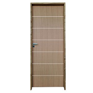 Kit Completo Porta Elegance Angelim 62cm + Fechadura Modena Banheiro + Batente Ecológico Tingido Imbuia