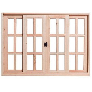 Vitrô de Correr 100 x 120cm Eucalipto c/Guarnição