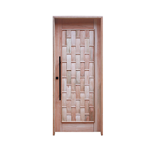 Porta Maciça Couro + Fechadura + Puxador + Batente Eicalipto c/Emenda