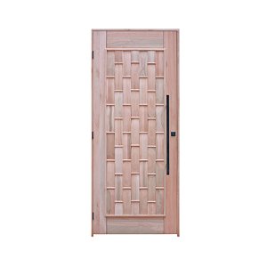 Porta Maciça Couro + Fechadura + Puxador + Batente Eicalipto c/Emenda
