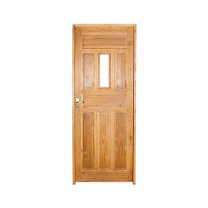 Kit Completo Porta Entrada Eco Maciça 82cm + Fechadura Externa Rafinata + Batente Ecológico Tingido Imbuia