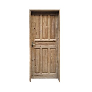 Kit Completo Porta Americana Eco Maciça 82cm + Fechadura Externa Rafinata + Batente Ecológico Tingido Imbuia