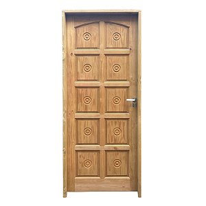 Kit Completo Porta Torneada 10 Alm Eco Maciça 82cm + Fechadura Externa Modena + Batente Ecológico Tingido Imbuia