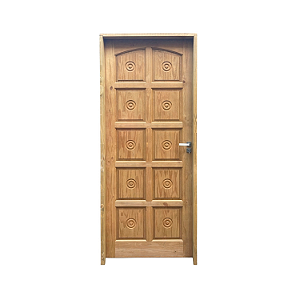 Kit Completo Porta Torneada 10 Alm Eco Maciça 72cm + Fechadura Externa Modena + Batente Ecológico Tingido Imbuia