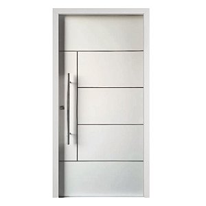 Kit Completo Porta Pivotante Atenas Primer 102cm + Fechadura Externa Rolete Com Pux Reto de 80cm + Batente Pinus Emendado Primer de 14cm