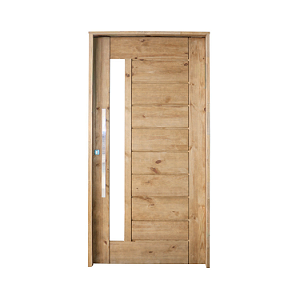 Kit Completo Porta BBV Eco Pivotante 102cm + Fechadura Externa Rolete Com Pux Chato de 80cm Batente Pinus Ecológico Tingido Imbuia de 14cm