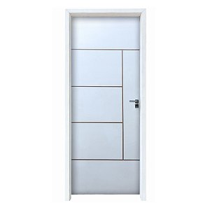 Kit Porta Completa Atenas Primer 82cm + Fechadura Interna Modena + Batente Ecológico Primer