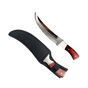 Faca Lâmina Curvada Fulltang com Cabo de Madeira