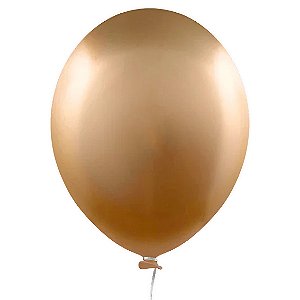 Balão Látex Alumínio Dourado 9'' (cromado) Happy day
