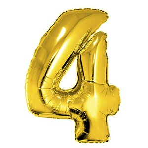 Balão Metalizado Número "4"  Dourado 16 pol