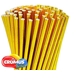 Canudo de Papel Liso Dourado (Cromado) CROMUS