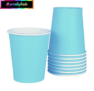Copo de Papel 250ML Liso Azul Macaron (Candy) #partiufesta