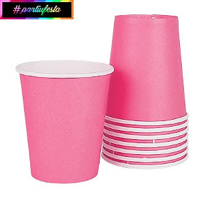 Copo de Papel 250ML Liso Rosa Macaron (Candy) #partiufesta