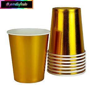 Copo de Papel 250ML Liso Dourado #partiufesta