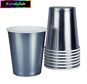 Copo de Papel 250ML Liso Prata #partiufesta
