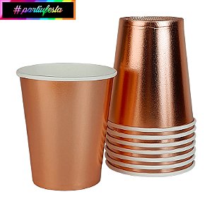 Copo de Papel 250ML Liso Rose Gold #partiufesta