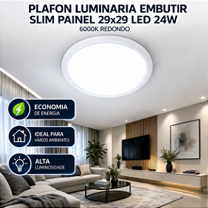PAINEL LED 24W EMBUTIR REDONDO 6500K 1600LM 29CM