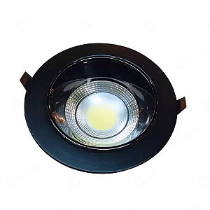 Luminaria Downlight Led Cob Antiofuscante 22w 3000k Preta Branco Quente