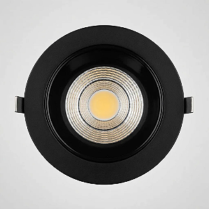 Luminaria Downlight Led Cob Antiofuscante 22w 3000k Preta Branco Quente