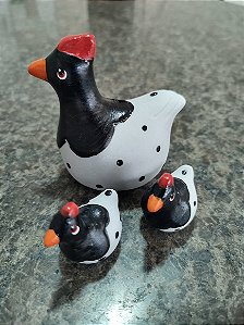 TERRÁRIO TRIO DE GALINHA PINTADINHA BRANCA