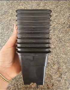 KIT VASO QUADRADO  PRETO 10 UNIDADE POTE 8