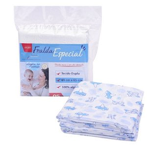 Kit 5 Fralda de Pano  Especial para bebê Tecido Duplo 65cm x 65cm MRY 100% Algodão