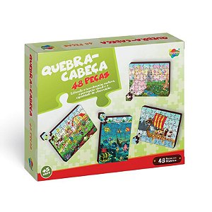 Jogo quebra-cabeça 48 peças em madeira - 4 títulos ( FAZENDA / FUNDO DO MAR / PRINCESA / VIKINGS )