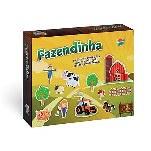 Brinquedo  Fazendinha em MDF 34 peças madeira reflorestada Aquarela Brinquedos