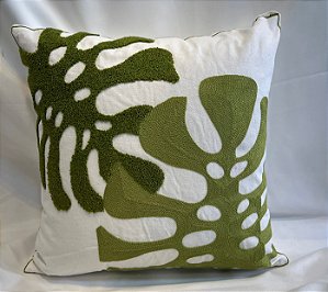 Capa de Almofada Linho - Flores Verdes