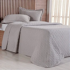 Kit Colcha Miraggio Queen Cinza Soft / 3 Peças
