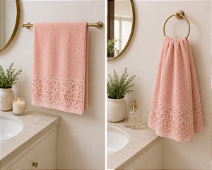 Toalha de Banho bordada Luxury Rosa - 150x078