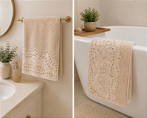 Toalha de Banho bordada Luxury Pecã - 150x078