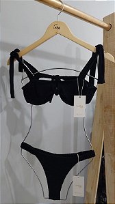Biquíni laço com aro preto tex