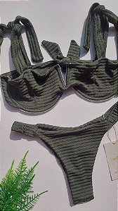 Biquíni aro verde militar tex