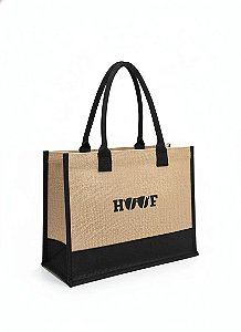 BAG PRAIA BICOLOR ESTOPA E PRETO