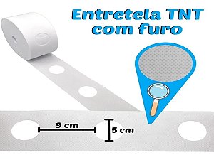 Entretela TNT Furada 120g - Largura 8cm Rolo com 50 Metros
