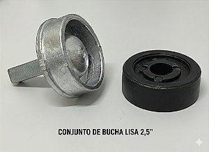 KIT BUCHA 2 1/2 POLEGADA LISA ALUMINIO COM PINO E BUCHA Nº 2 1/2 LISA PLÁSTICA COM FURO
