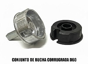 KIT BUCHA D60 ALUMINIO COM PINO E BUCHA D60 PLÁSTICA COM FURO