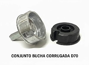 KIT - BUCHA D70 ALUMINIO COM PINO E BUCHA D70 PLÁSTICA COM FURO