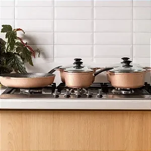 Conjunto de Panelas Antiaderentes 5 Peças Champagne