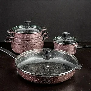 Conjunto de Panelas Antiaderentes 5 Peças Rosê