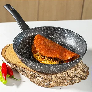 Frigideira Antiaderente 24cm Black c/ Tampa de Vidro
