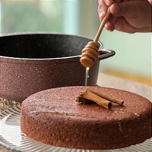 Caçarola Antiaderente 22cm Rosê c/ Tampa de Vidro