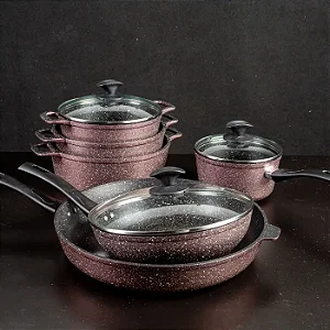 Conjunto de Panelas Antiaderentes 6 Peças Rosê