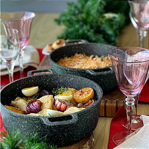 Caçarola Antiaderente 24cm Verde Amazônia c/ Tampa de Vidro