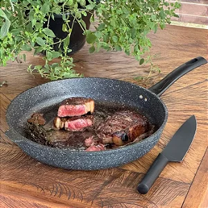 Frigideira Antiaderente 32cm Verde Amazônia c/ Tampa de Vidro